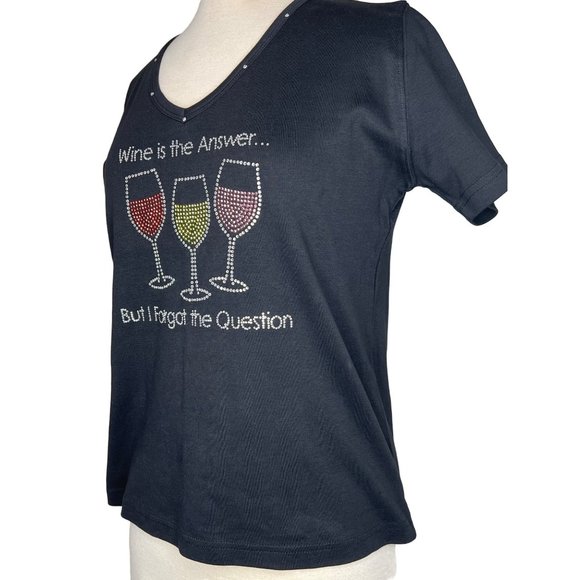 “ Wine is the answer… But I forgot the question” By get lucky USA women’s top sm - Picture 3 of 9